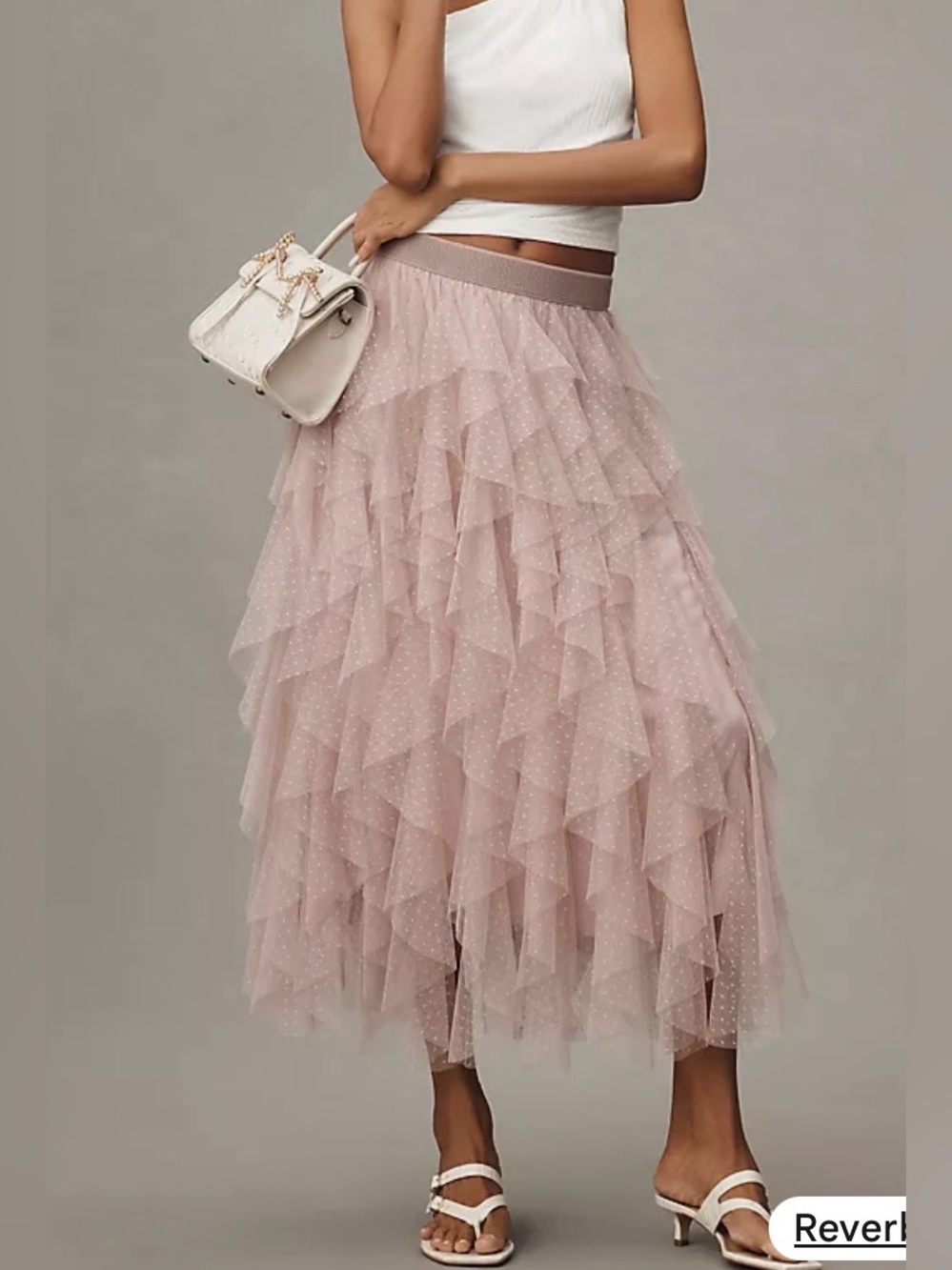The Cheri Ruffled Tulle Midi Skirt by Anthropologie Pink Size XS NWT